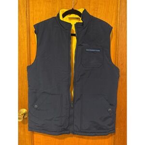 Southern Tide vest Men's Medium reversible‎ navy yellow cotton blend EUC